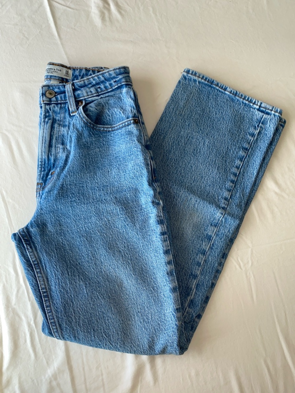 Abercrombie & Fitch Curve Love High-Waist Light Blue Denim Jeans, 00, 24